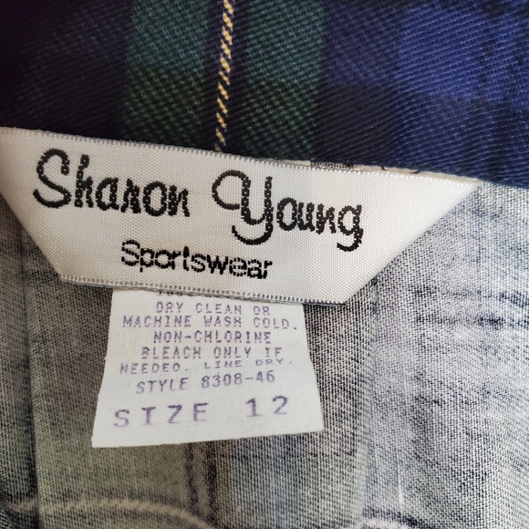 Vintage Sharon Young plaid pleated novelty printed midi skirt academia tartan - Picture 9 of 10